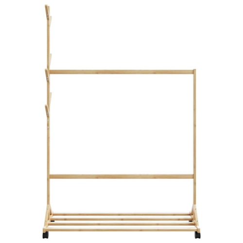 Porte-vêtements vidaXL avec crochets et roues en bambou 100 x 35 x 157 cm