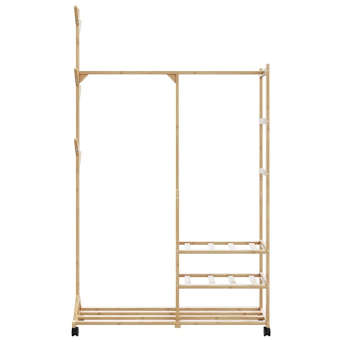vidaXL Clothes Rack with Shelves and Wheels 100x38x175.5 cm Bamboo