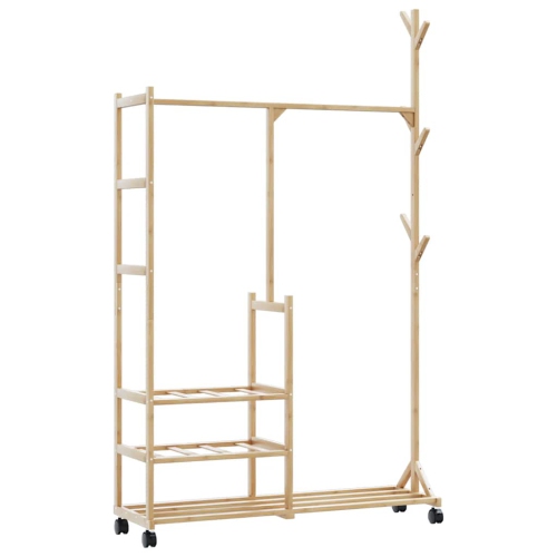 vidaXL Clothes Rack with Shelves and Wheels 100x38x175.5 cm Bamboo