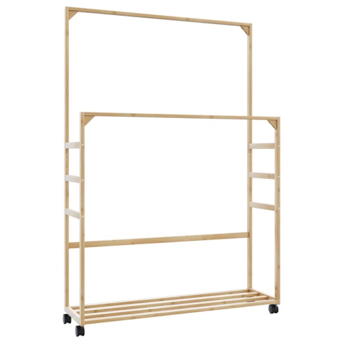 vidaXL Clothes Rack with Shelves and Wheels 90x35x155 cm Bamboo