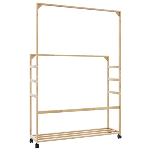 vidaXL Clothes Rack with Shelves and Wheels 90x35x155 cm Bamboo