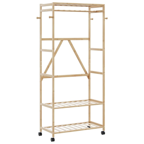 vidaXL Clothes Rack with Shelves and Wheels 90x40x179.5 cm Bamboo