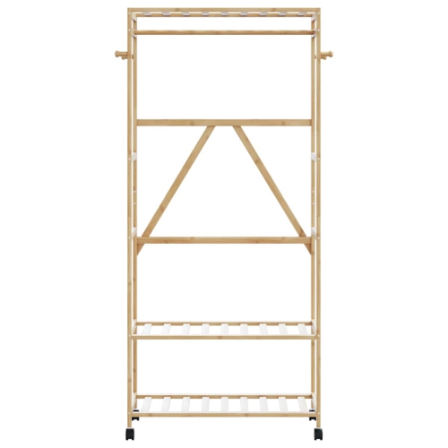 vidaXL Clothes Rack with Shelves and Wheels 90x40x179.5 cm Bamboo