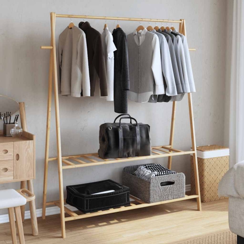 vidaXL Clothes Rack with Shelves 132x45.5x150.5 cm Bamboo