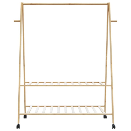 vidaXL Clothes Rack with Shelves and Wheels 132x45.5x155.5 cm Bamboo