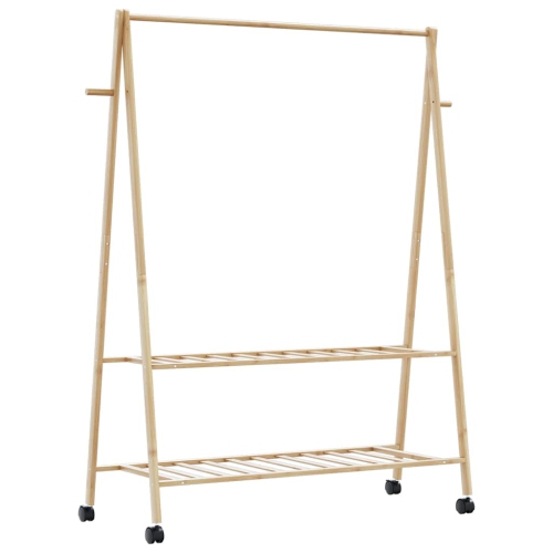 vidaXL Clothes Rack with Shelves and Wheels 132x45.5x155.5 cm Bamboo