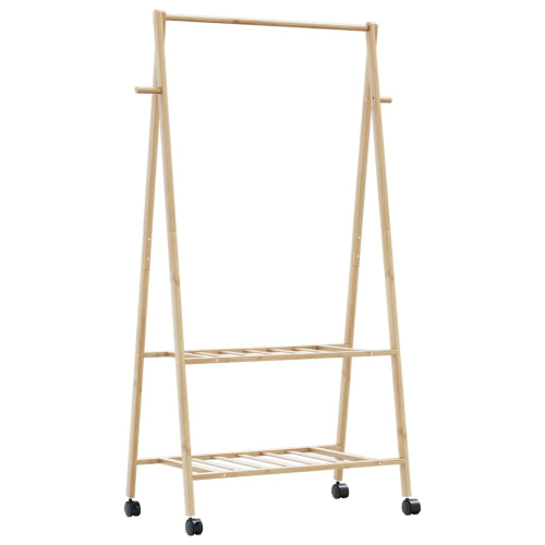 vidaXL Clothes Rack with Shelves and Wheels 96x45.5x155.5 cm Bamboo
