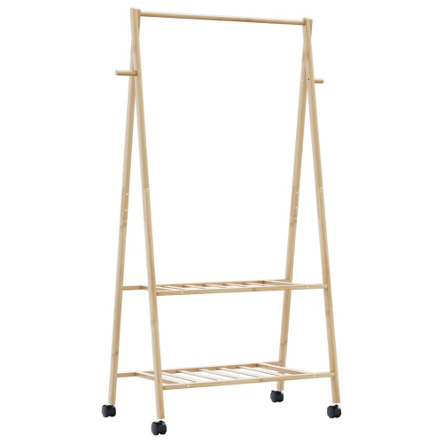vidaXL Clothes Rack with Shelves and Wheels 96x45.5x155.5 cm Bamboo