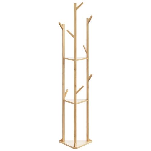 vidaXL Coat Stand with Hooks and Shelves 39x33x166 cm Bamboo