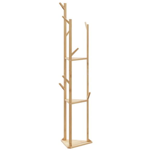 vidaXL Coat Stand with Hooks and Shelves 39x33x166 cm Bamboo