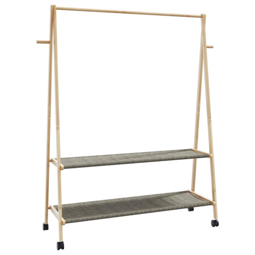 vidaXL Clothes Rack with Shelves and Wheels 132x45.5x155.5 cm Bamboo