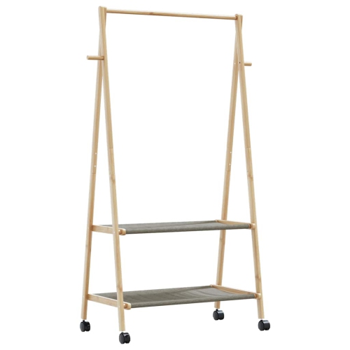 vidaXL Clothes Rack with Shelves and Wheels 96x45.5x155.5 cm Bamboo