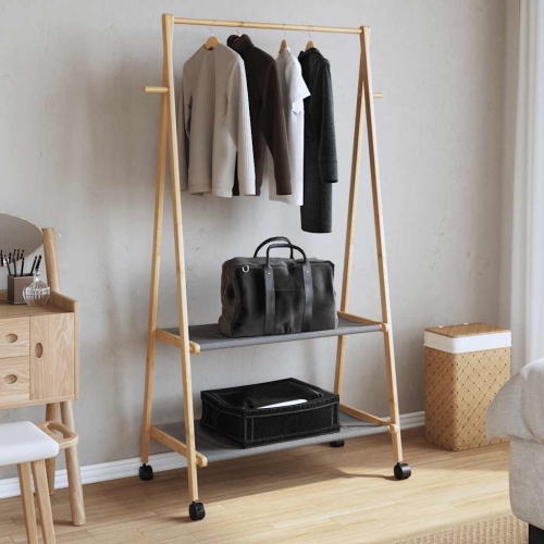 vidaXL Clothes Rack with Shelves and Wheels 96x45.5x155.5 cm Bamboo