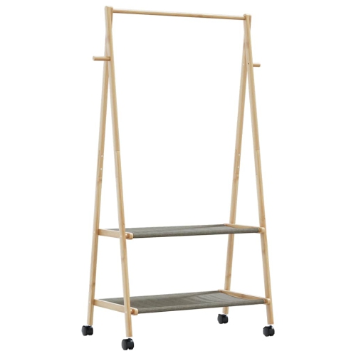 vidaXL Clothes Rack with Shelves and Wheels 96x45.5x155.5 cm Bamboo