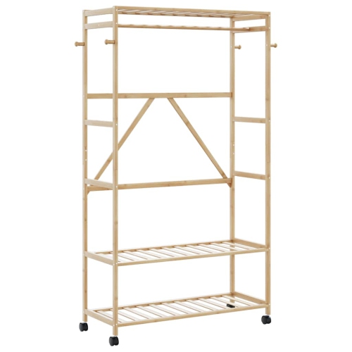 vidaXL Clothes Rack with Shelves and Wheels 110x40x180 cm Bamboo