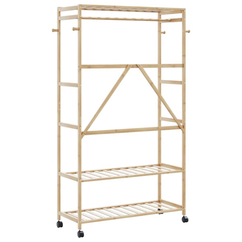vidaXL Clothes Rack with Shelves and Wheels 110x40x180 cm Bamboo