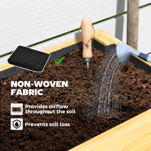 Outsunny Raised Garden Bed with Legs, 39" x 12" x 28" Elevated Wooden Planter Box with Storage Shelf, Bed Liner and Drainage Holes for Backyard Patio