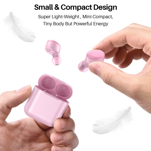 TOZO T6 In-Ear Sound Isolating True Wireless Headphones Bluetooth Earbuds IPX8 Water Resistance - Pink