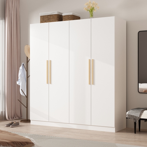 Homsee Wardrobe with Dual Hanging Rods and Adjustable Shelves for Efficient Storage and Organization,White