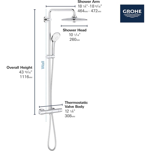 GROHE 26128EN2 Euphoria Shower System, 260, Brushed Nickel