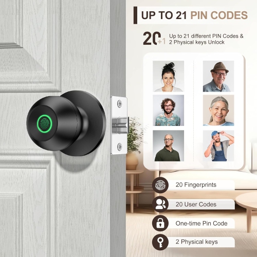 HEI LIANG Fingerprint Smart Door Lock with Biometric Fingerprint and App Control