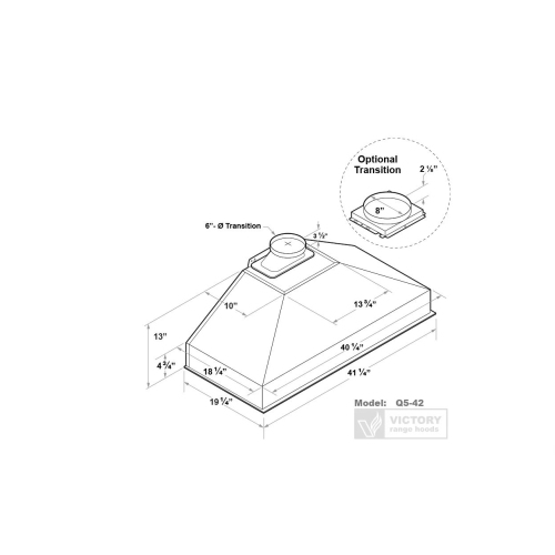 Victory 42 Inch 750 CFM Range Hood Insert- Q5-42