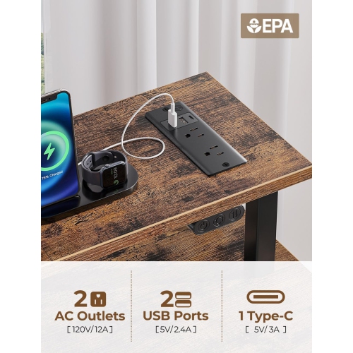 Computer Desk with Power Outlets & LED Light, 39 inch Home Office Desk with 3 Drawers and Storage Shelves, Writing Desk with Monitor Stand, Work Desk