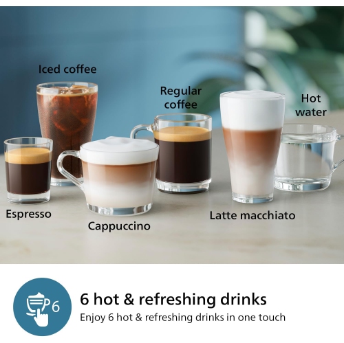 Philips 3300 Series Fully Automatic Espresso Machine - LatteGo Milk System, 5 Coffee Varieties, Intuitive Touch Display, SilentBrew, 100% Ceramic