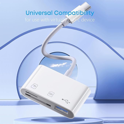 Lecteur de carte USB-C SD/TF Adaptateur d'appareil photo de type C - 3 USB C à TF/SD/USB Disque Adaptateur de lecteur de mémoire pour iPhone15/15 Pro