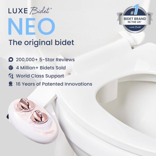 LUXE Bidet NEO 120 - Self-Cleaning Nozzle, Fresh Water Non-Electric Bidet Attachment for Toilet Seat, Adjustable Water Pressure, Rear Wash