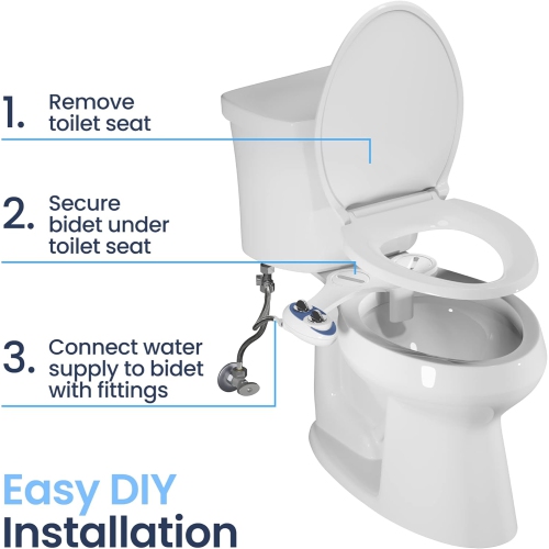 LUXE Bidet NEO 120 - Self-Cleaning Nozzle, Fresh Water Non-Electric Bidet Attachment for Toilet Seat, Adjustable Water Pressure, Rear Wash