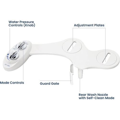 LUXE Bidet NEO 120 - Self-Cleaning Nozzle, Fresh Water Non-Electric Bidet Attachment for Toilet Seat, Adjustable Water Pressure, Rear Wash
