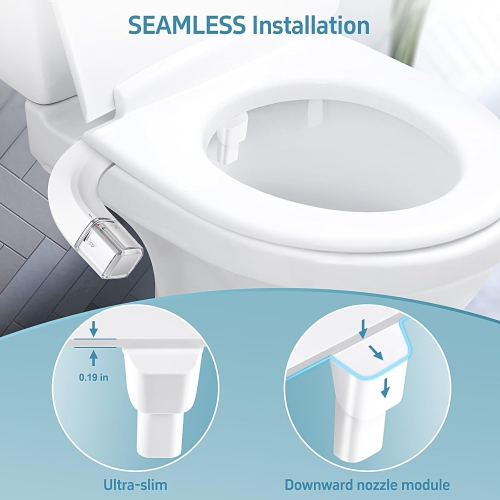 Ultra-Slim Bidet Dual Mode Bidet Attachment for Toilet, Bidet Toilet Seat Attachment with Pressure Controls(Feminine/Posterior Wash),Easy to install
