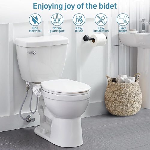 Ultra-Slim Bidet Dual Mode Bidet Attachment for Toilet, Bidet Toilet Seat Attachment with Pressure Controls(Feminine/Posterior Wash),Easy to install