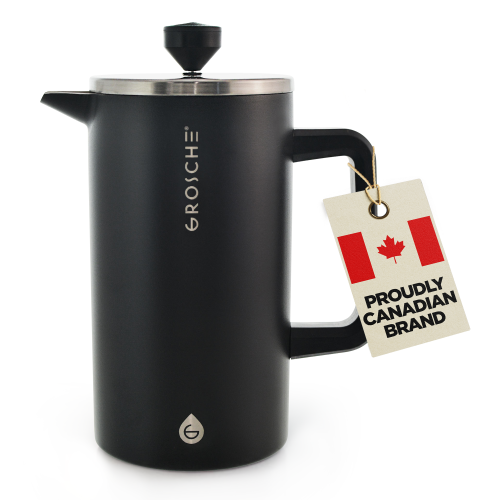 GROSCHE  Dublin Stainless Steel French Press, Double Wall French Press Coffee Maker - In Black