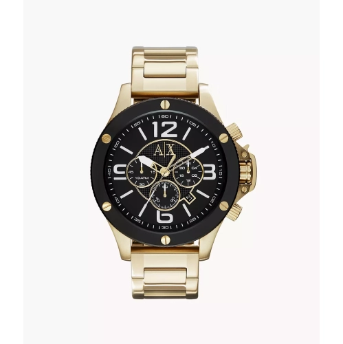 Image 1 of 3.. Armani Exchange Chronograph Gold-Tone Steel Watch