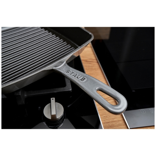 STAUB Grill Pans 30 cm Cast Iron Square American Grill, Graphite-Grey