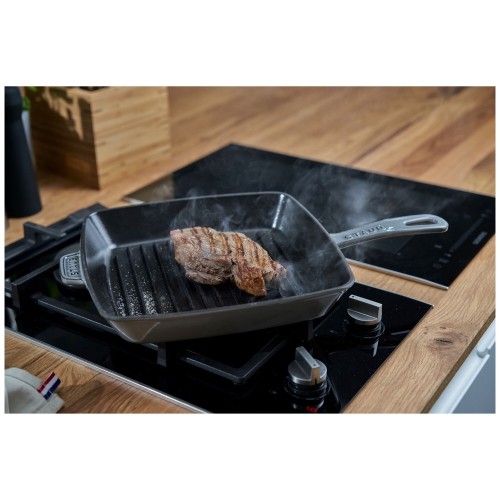STAUB Grill Pans 30 cm Cast Iron Square American Grill, Graphite-Grey