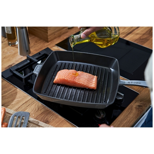 STAUB Grill Pans 30 cm Cast Iron Square American Grill, Graphite-Grey