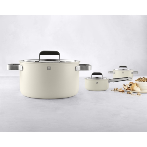 ZWILLING Pure Cookware Set, 6 Piece 18/10 Stainless Steel, Ivory-White