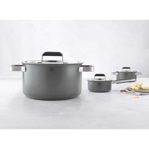 ZWILLING Pure Cookware Set, 6 Piece 18/10 Stainless Steel, Grey