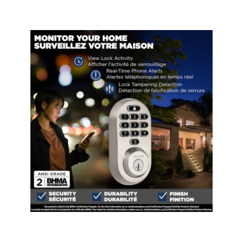 Weiser Halo Touchpad Wi-Fi Smart Lock Keyless Entry Deadbolt - Satin Nickel