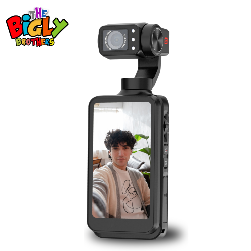 Image 1 of 10.. Open Box - Nimble 1 Content Creator Pocket Camera with Gimbal, 3.5" Screen with 64gb SD Card, 3-Axis EIS, 5K 30FPS, 4K 60FPS, AI Face Tracking, IR