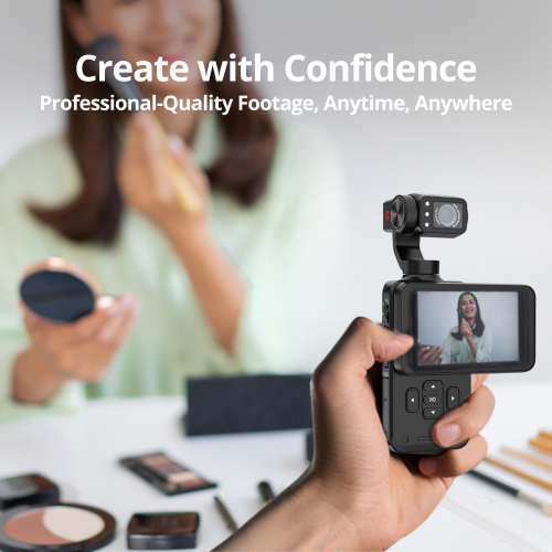 Open Box - Nimble 1 Content Creator Pocket Camera with Gimbal, 3.5" Screen with 64gb SD Card, 3-Axis EIS, 5K 30FPS, 4K 60FPS, AI Face Tracking, IR