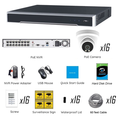 Full Color Night Vision 6MP Wired Audio Security Camera System, 12 Camera Surveillance Kit Outdoor DIY Audio 4TB HDD Included for Home Business