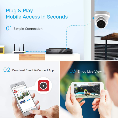 Full Color Night Vision 4K 8MP Wired Audio Security Camera System, 24 Camera Surveillance Kit Outdoor DIY Audio 10TB HDD Included for Home Business