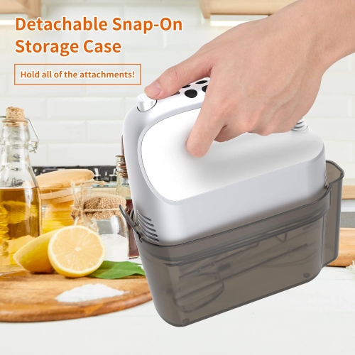 Batteur à main numérique à 9 vitesses Yomelo électrique, moteur c.c. puissant 400 W, mélangeur à main avec boîtier de rangement encliquetable,