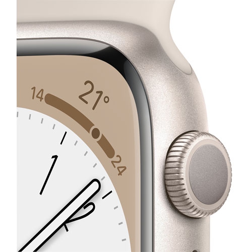 Apple Watch Series 8 (GPS) 41mm Starlight Aluminum Case with Starlight Sport Band - Medium / Large by APPLE - Refurbished condition - Image 5