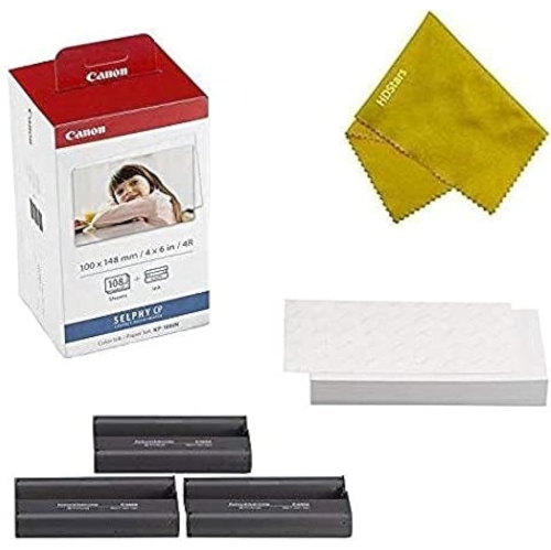 Canon – Cassette d'encre couleur 3 KP-108IN et 108 feuilles de papier glacé 4 x 6 pour SELPHY CP1300, CP1200, CP910, CP900, CP760, CP770, CP780