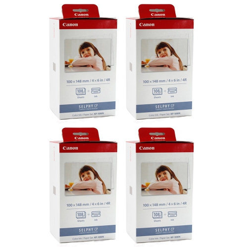 Canon KP-108IN Color YBXJPq Ink and 4 x 6 Paper Set, 108 Count